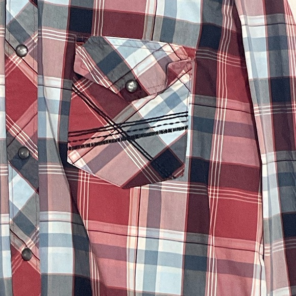 Wrangler 20X Competition Red Plaid Button Western Cowboy Shirt Men’s Size Large - Picture 6 of 10